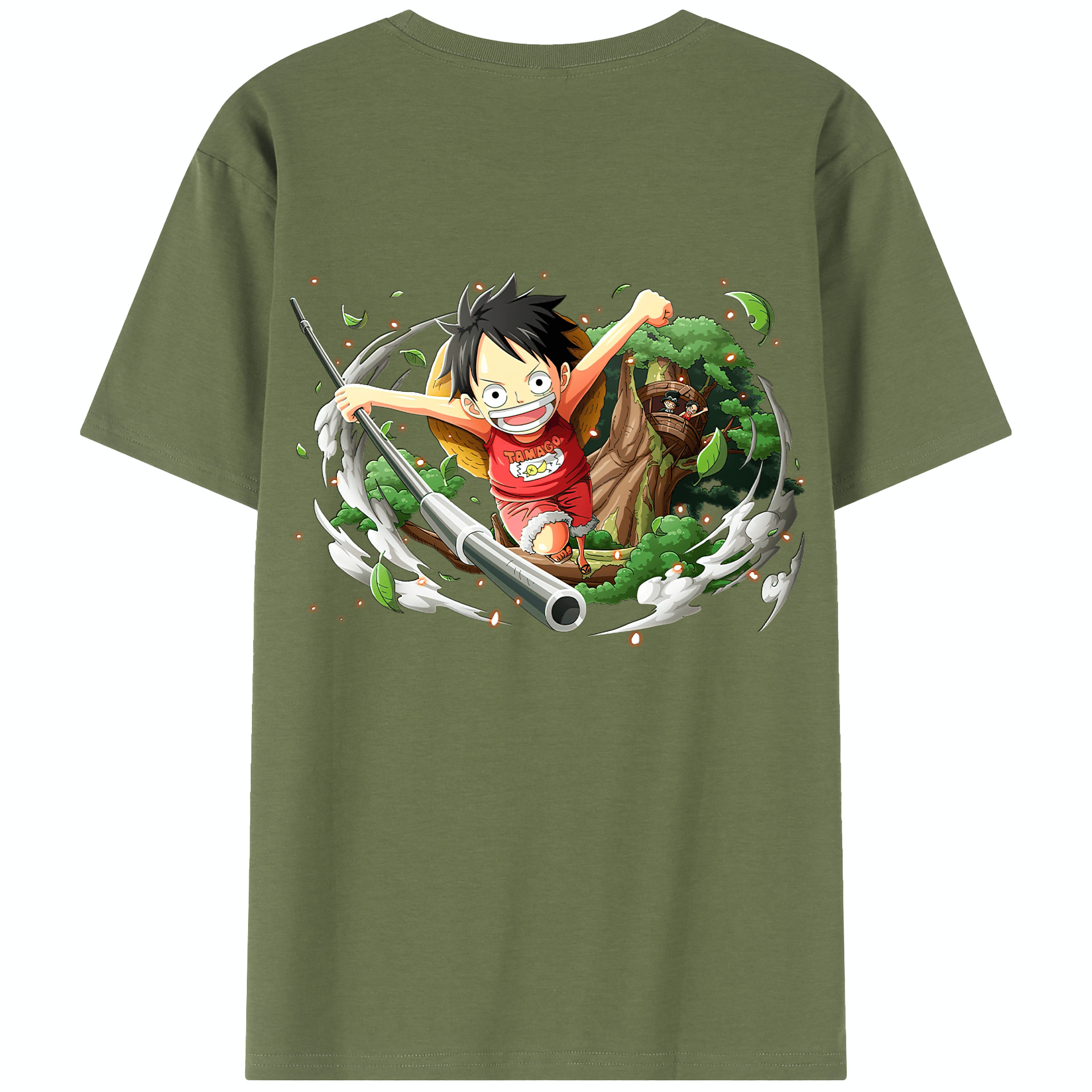 ワンピース モンキー・D・ルフィ ONE PIECE Monkey D. Luffy 綿100％半袖Tシャツ（背面プリント）